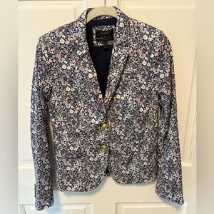 J. Crew schoolboy Liberty London navy floral cotton womens blazer jacket 2 Xs